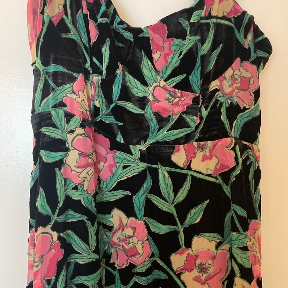 Lulu's Black Floral Maxi Dress with Pink & Green Print - Picture 10 of 11